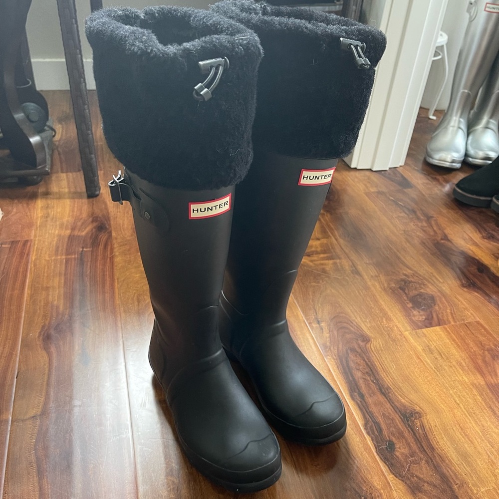 Rare Hunter Tall Boots with Shearling Fur Cuff size 7